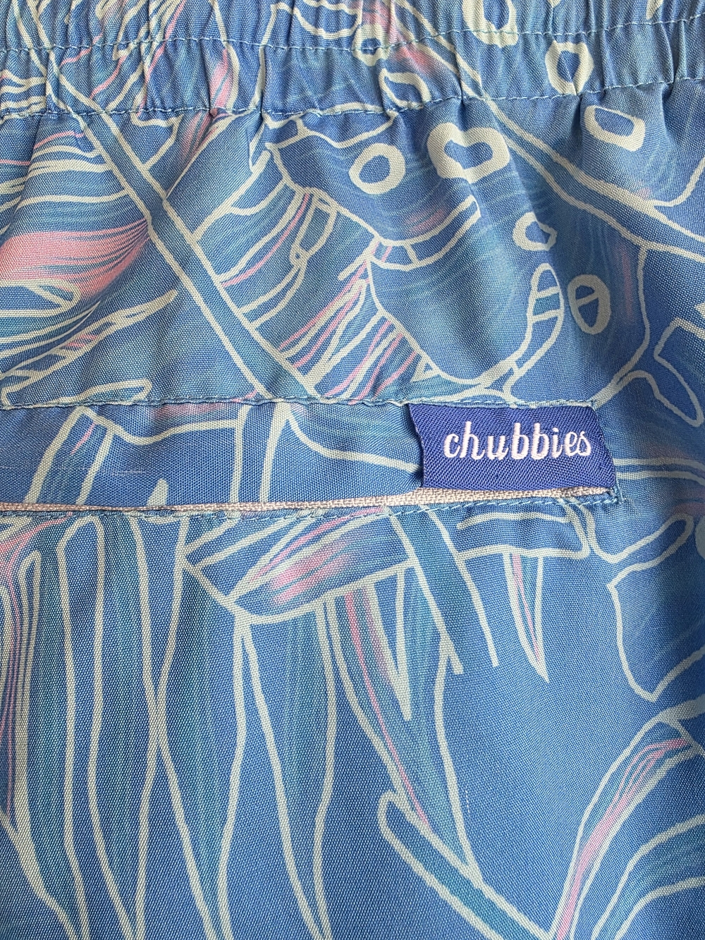 Chubbies Blue Pink Monstera Tropical Swim Trunks M 5.5" Inseam - Picture 6 of 11